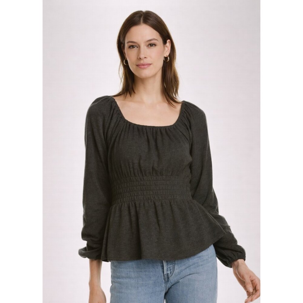 NWT Madewell Plush Square-Neck Smocked Top